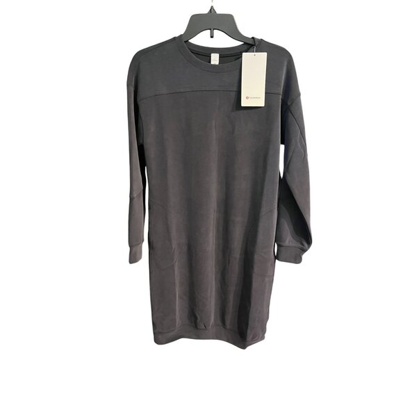 Lululemon Softstreme Midi Dress Black Long Sleeve Lounge & Sporty Size 4 - Picture 2 of 6